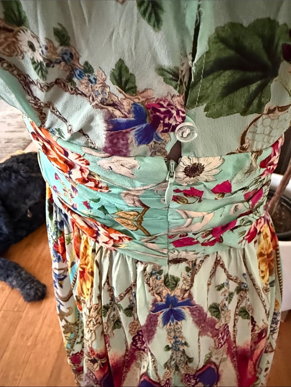 Camilla Brand Floral V-Neck Long Sleeve Mini Dress with Beading. - Picture 7 of 9